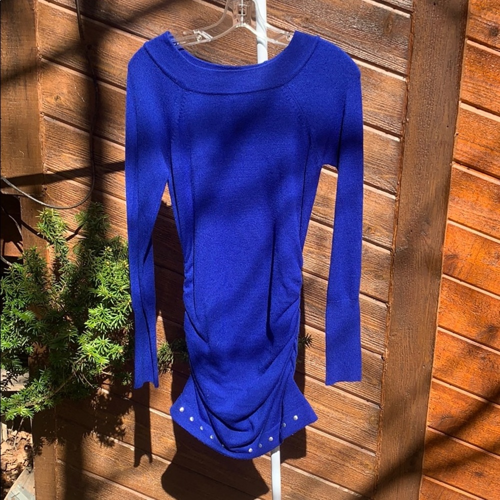 Blue sweater dress